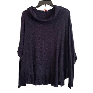 Anthropologie Postcard Orley Purple Metallic Ruffle Cowl Neck Sweater Size M/L